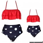 2 Pcs Daughter and Mom Family Matching Bikini Swimsuit Ruffle Halter High Waist Bathing Suit Little Girls Swimwear Set Red B07MDGQBGG
